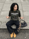 DAXUEN Relaxed-fit camouflage short-sleeved T-shirt — model photo