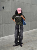 DAXUEN Relaxed-fit camouflage short-sleeved T-shirt — model photo