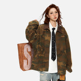 DAXUEN camouflage bomber jacket with corduroy collar