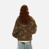 DAXUEN camouflage bomber jacket with corduroy collar