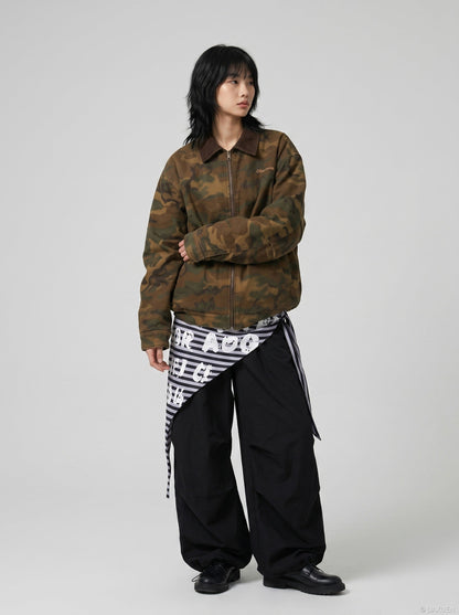 DAXUEN camouflage bomber jacket with corduroy collar — model photo