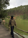 DAXUEN camouflage bomber jacket with corduroy collar — model photo