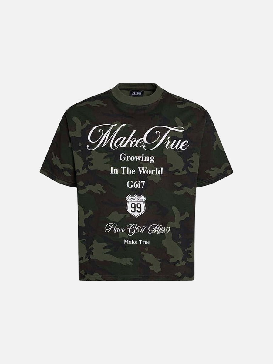 DAXUEN Camouflage graphic crewneck t-shirt