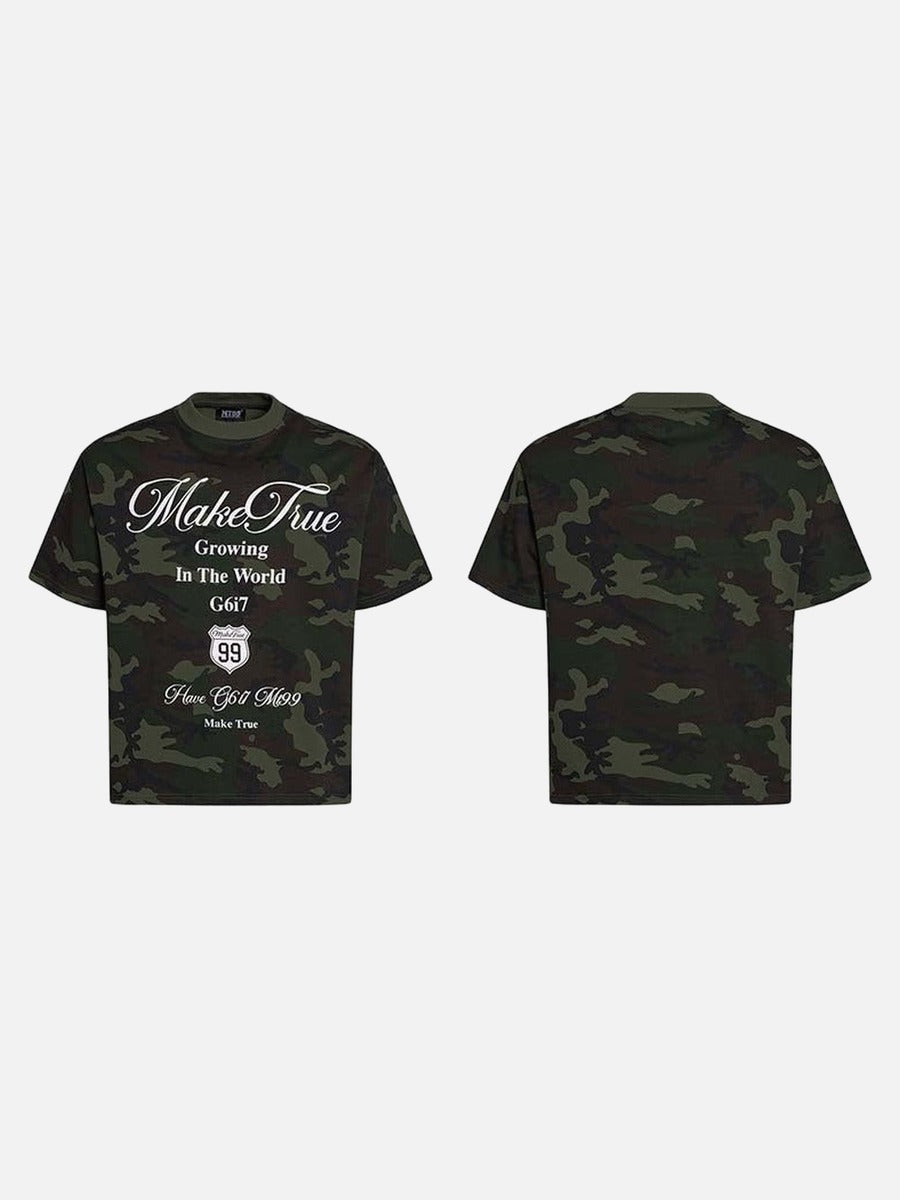 DAXUEN Camouflage graphic crewneck t-shirt