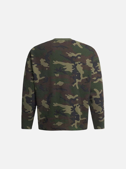 DAXUEN Camouflage long-sleeved crew neck T-shirt