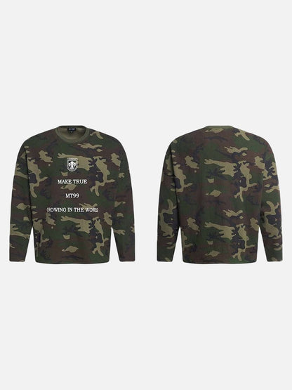 DAXUEN Camouflage long-sleeved crew neck T-shirt
