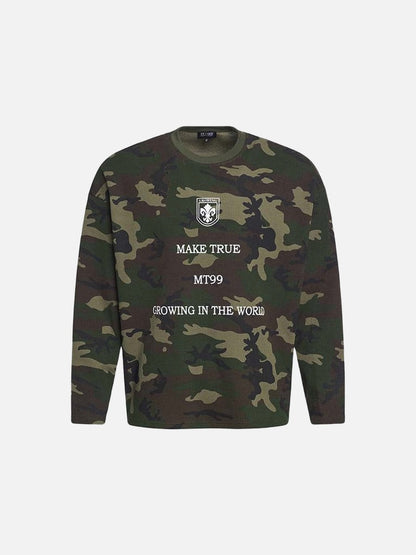 DAXUEN Camouflage long-sleeved crew neck T-shirt