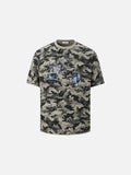DAXUEN Camouflage graphic t-shirt with polaroid style print