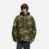 DAXUEN Camouflage hooded shirt jacket — model photo