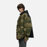 DAXUEN Camouflage hooded shirt jacket — model photo