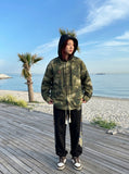 DAXUEN Camouflage hooded shirt jacket — model photo