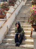 DAXUEN Camouflage hooded shirt jacket — model photo