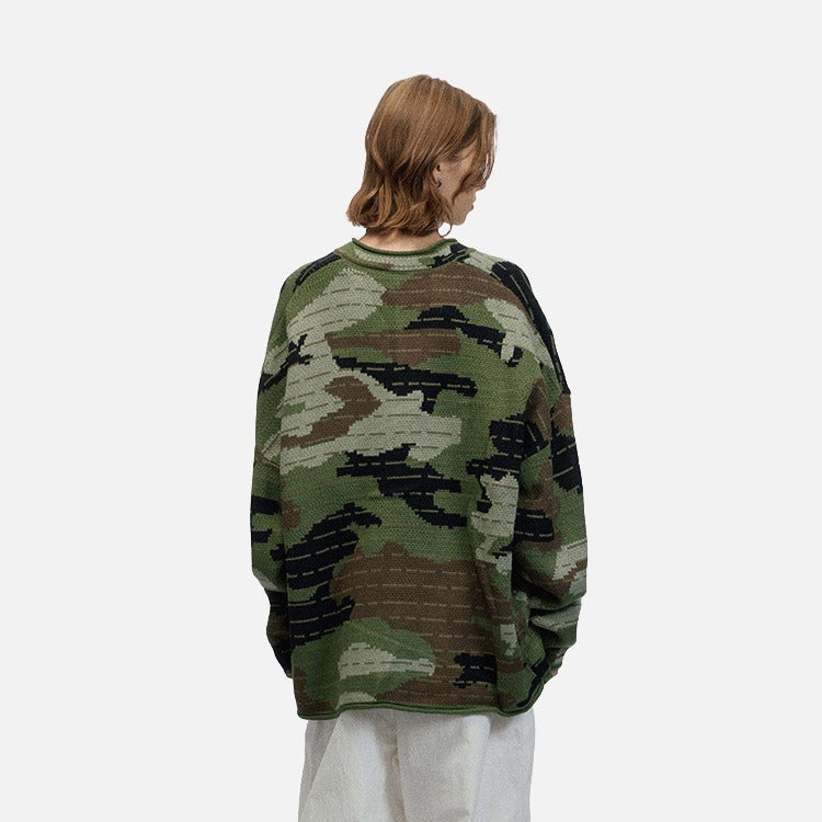 DAXUEN Oversized knitted sweater with camouflage pattern