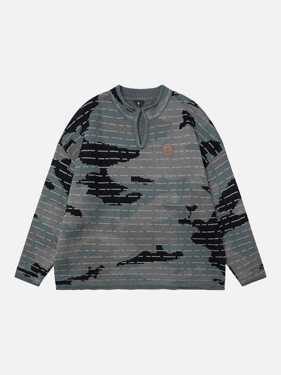 DAXUEN Oversized knitted sweater with camouflage pattern