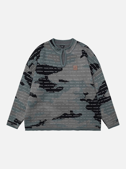 DAXUEN Oversized knitted sweater with camouflage pattern