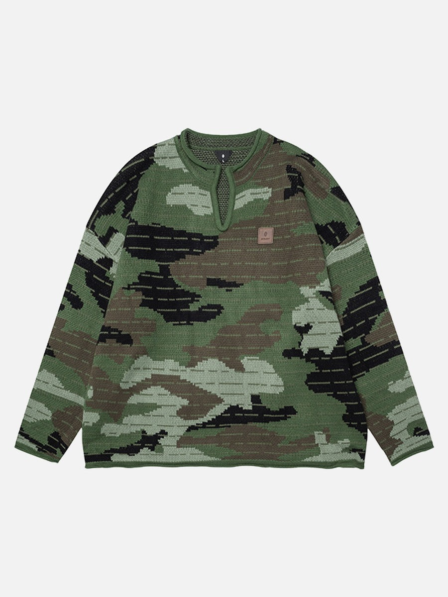 DAXUEN Oversized knitted sweater with camouflage pattern