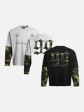 DAXUEN Long-sleeved crew-neck t-shirt with camouflage sleeves