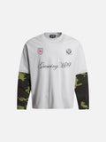 DAXUEN Long-sleeved crew-neck t-shirt with camouflage sleeves