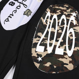 DAXUEN black wide-leg track pants with camouflage and white panels