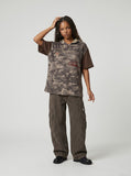 DAXUEN Camouflage short-sleeved hooded top — model photo