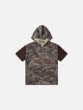 DAXUEN grey brown beige camouflage waffle-knit hoodie