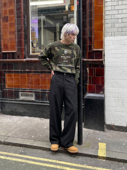 DAXUEN Camouflage long-sleeve top with graphics — model photo