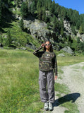 DAXUEN Camouflage long-sleeve top with graphics — model photo