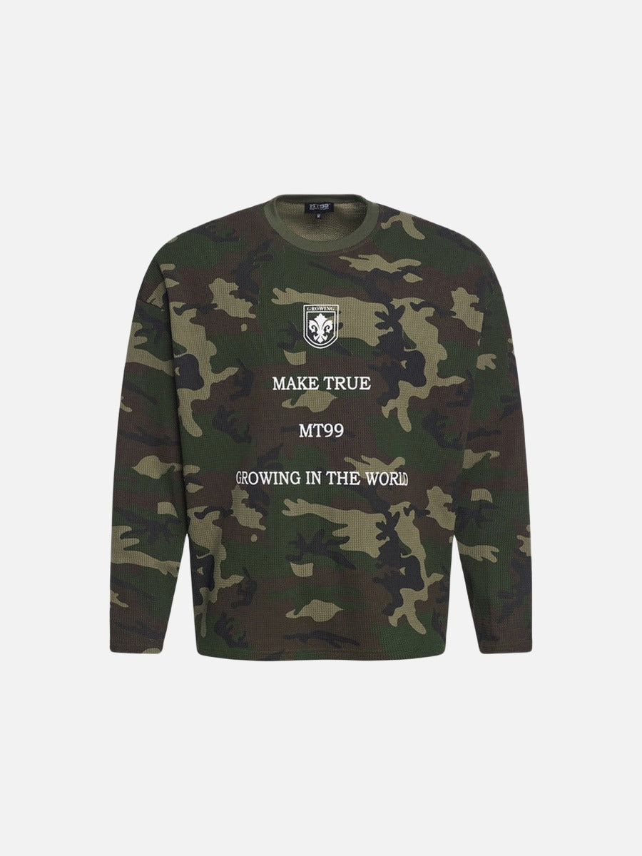 DAXUEN Camouflage long-sleeve top with graphics