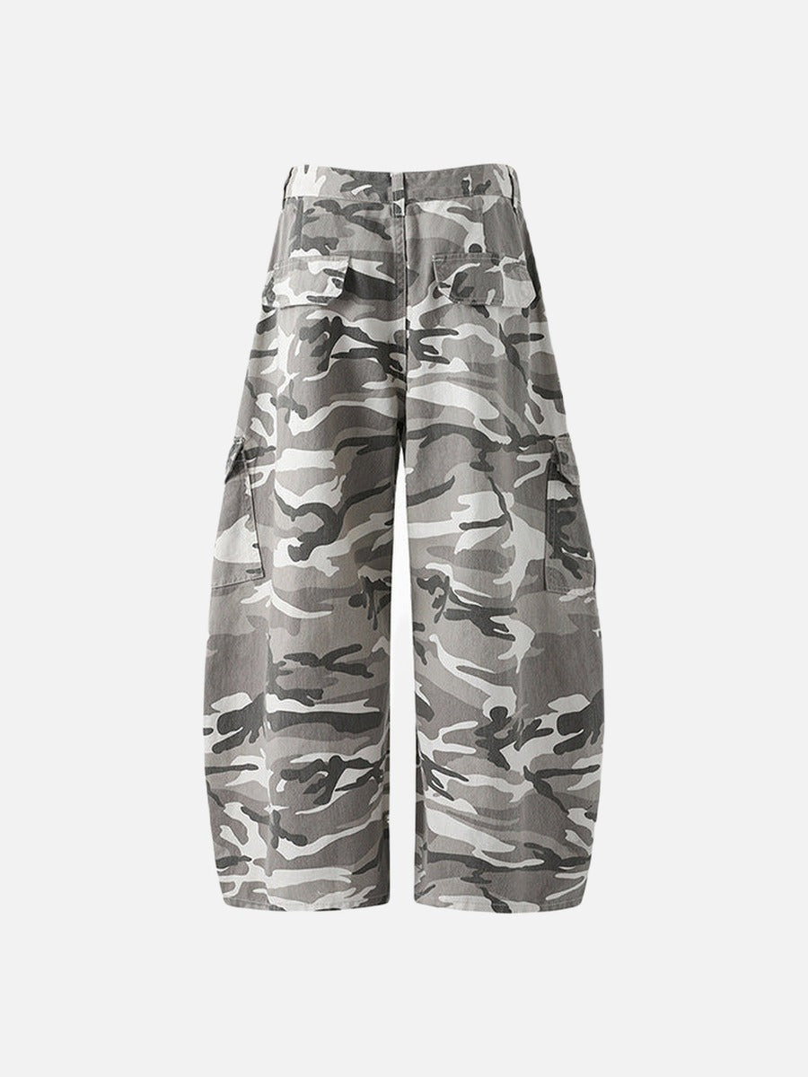 Camouflage wide-leg cargo pants