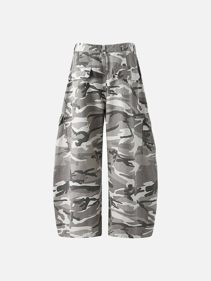 Camouflage wide-leg cargo pants