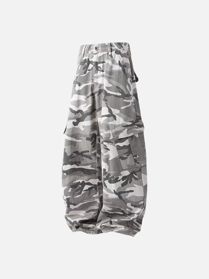 Camouflage wide-leg cargo pants