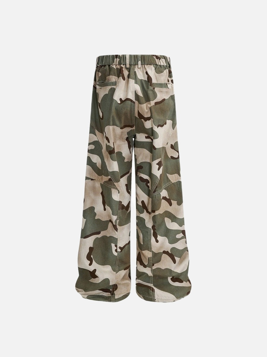 DAXUEN Wide-leg camouflage pants with textured fabric