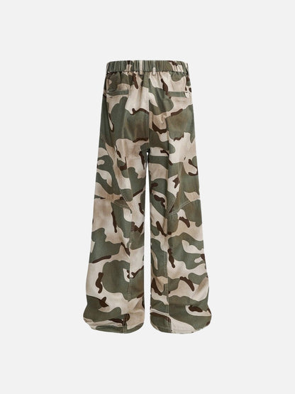 DAXUEN Wide-leg camouflage pants with textured fabric