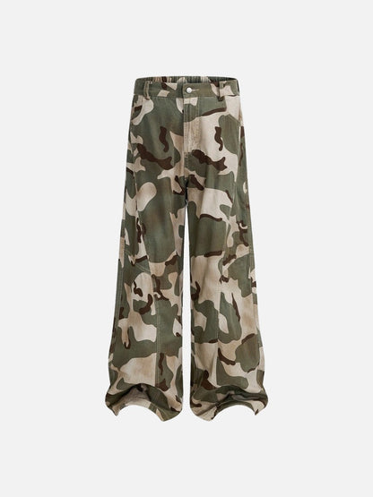 DAXUEN Wide-leg camouflage pants with textured fabric