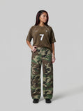 DAXUEN camouflage wide-leg utility pants — model photo