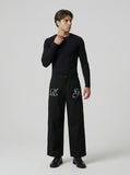 DAXUEN High-waisted wide-leg cropped cargo pants — model photo