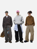 DAXUEN khaki cargo panel wide-leg trousers