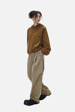 DAXUEN khaki cargo panel wide-leg trousers