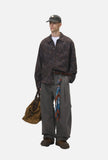 DAXUEN khaki cargo panel wide-leg trousers
