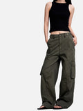 DAXUEN dark olive green cargo pants with reinforced knees