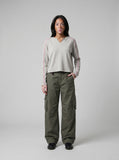 DAXUEN dark olive green cargo pants with reinforced knees — model photo