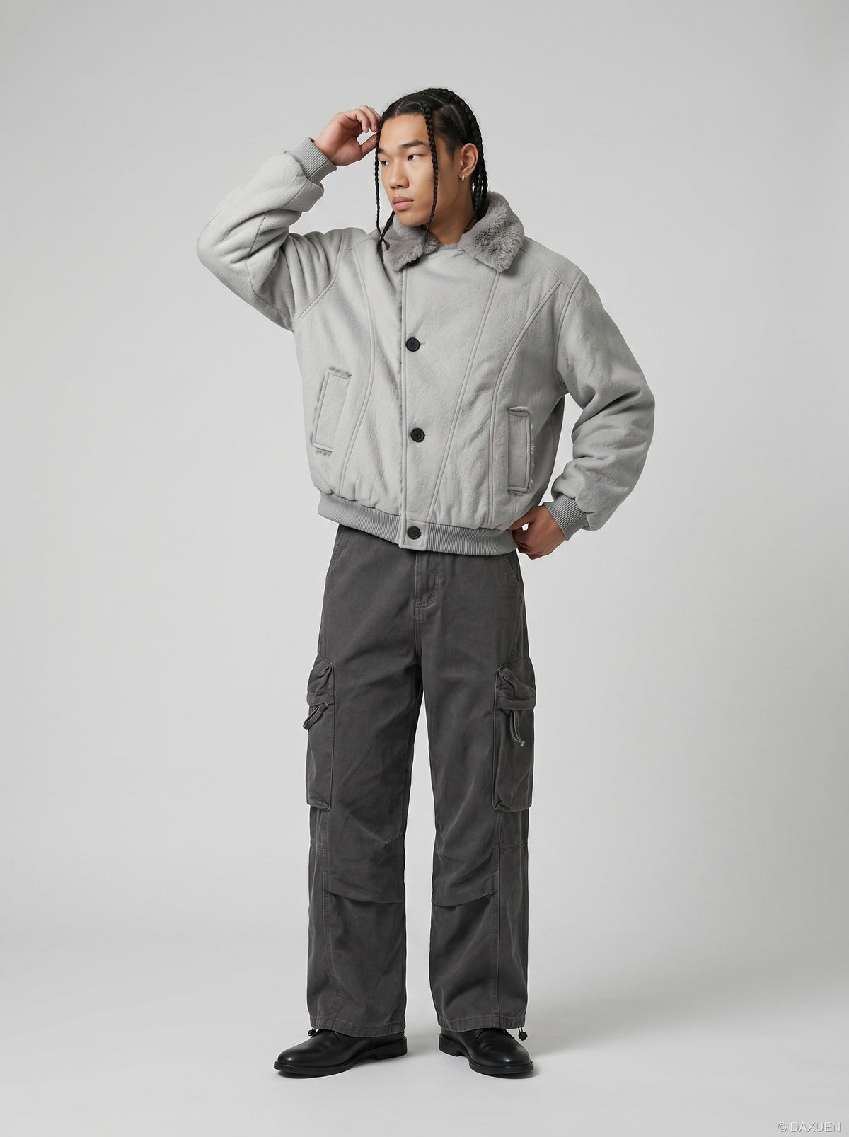 DAXUEN Loose-fitting wide-leg cargo pants — model photo