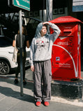 DAXUEN heather grey cartoon animal graphic hooded sweatshirt — model photo