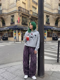 DAXUEN heather grey cartoon animal graphic hooded sweatshirt — model photo