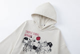 DAXUEN heather grey cartoon animal graphic hooded sweatshirt