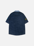 DAXUEN Short-sleeved embroidered denim shirt
