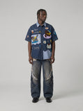 DAXUEN Cartoon Cat Embroidered Denim Shirt | DAXUEN — model photo