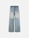 DAXUEN Light blue wide-leg denim jeans with colorful graphics