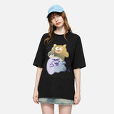DAXUEN Short-sleeve loose-fit crew neck t-shirt with cartoon graphic