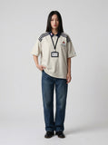 DAXUEN Short-sleeve polo shirt with cartoon dog embroidery — model photo